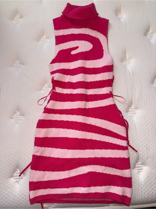 Blanco clothing Dresses & Skirts - 126. Sleeveless Turtleneck Mini Dress in Fuchsia and Light Pink